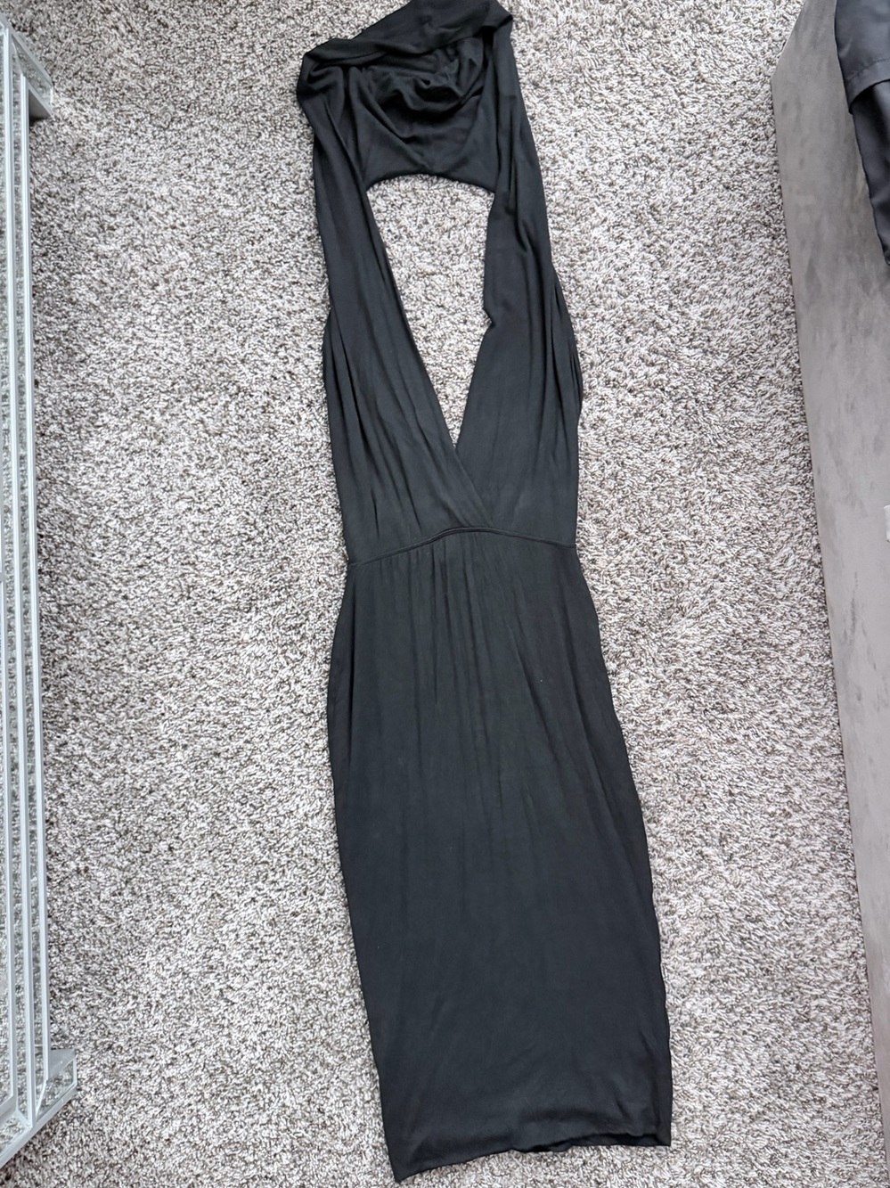 AKIRA Black Backless Halter Midi Dress